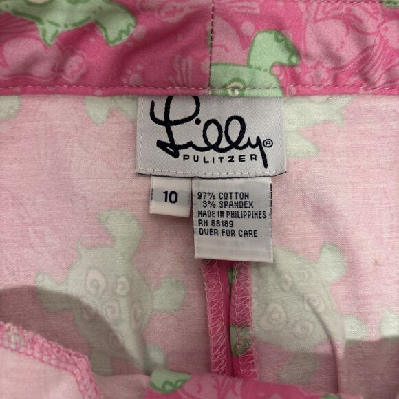 Womens Size 10 Lilly Pulitzer Vintage Cropped Sea Turtle Pants EUC - Picture 4 of 5